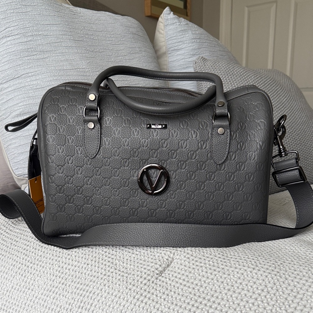 Valentino by Mario Valentino  Gray Designer Men's Duffle Bag Brand New